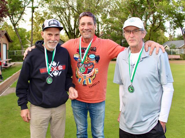 Mixed or Match Triples Silver: Ron Kaye(centre), Ben Brodie(left) & Gary Laurence